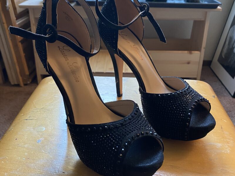 Black Rhinestone Heels