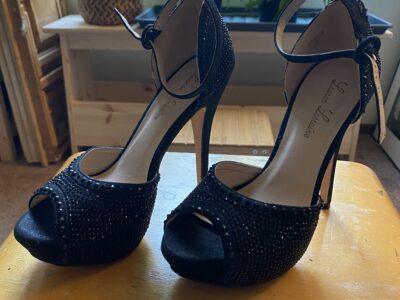 Black Rhinestone Heels